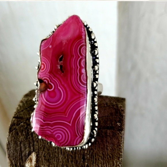 New Amazing Pink Solar Agate 925 Silver Ring. - Picture 8 of 8